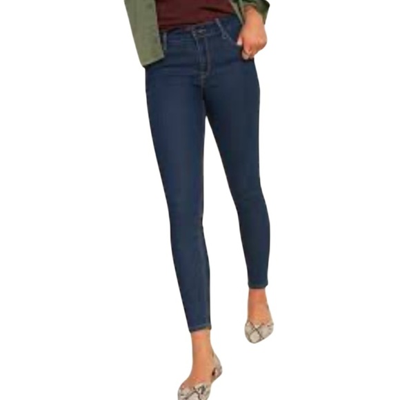 Old Navy Super Skinny Mid-Rise Jeans Dark Wash Denim Stretch 8 Long - Picture 1 of 10